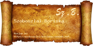 Szoboszlai Boriska névjegykártya